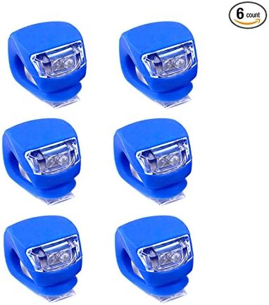 RCLITE 6Pcs 3 Modes Silicone LED Waterproof Head Front Rear Wheel Bicycle Light for Cycling Safety Flashlight Tail-Light, Powered By CR2032 Batteries (Blue)