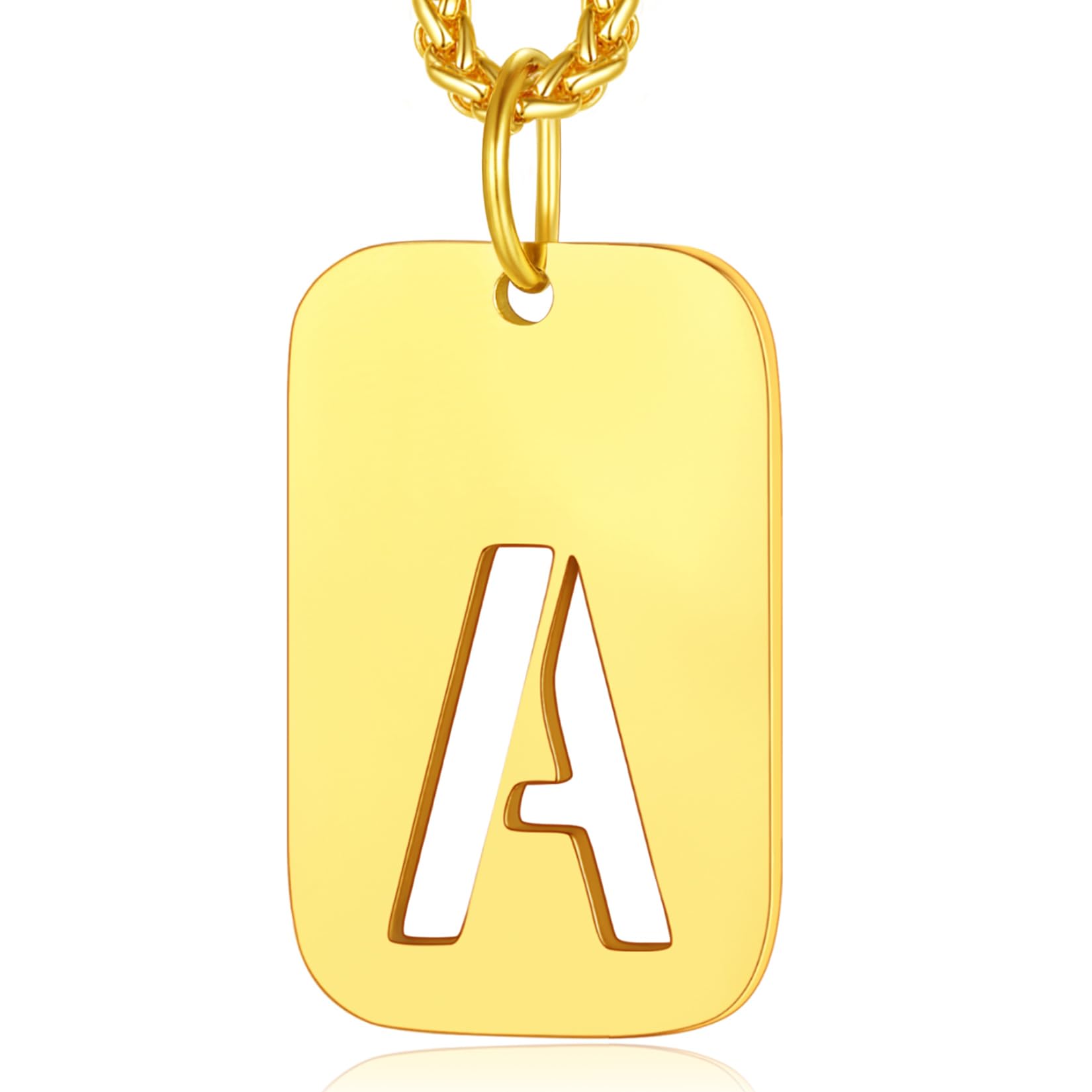 ChainsPro Initial Necklace Gold Men's Necklace Stainless Steel Dog Tags for Men Letter A Necklace Mens Pendant Gifts for Christmas