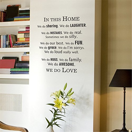 Vinyl Wall Decals Quotes Sayings Words Art Deco Lettering Inspirational In This Home we do sharing we do laughter wo do mistakes we do real for living room