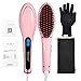 Hair straightening Brush, Oak Leaf Hair Straightener Brush Electric Heating Ceramic Comb, Pink, Working Temperature ranging 356-446℉