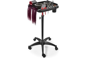 Salon Tray on Wheels with 2 Bowls, Aratan Instrument Tattoo Tray, Adjustable Height Rolling Salon Tray for Hairstylist, Color Trays for Professional Salon Home Use, Black