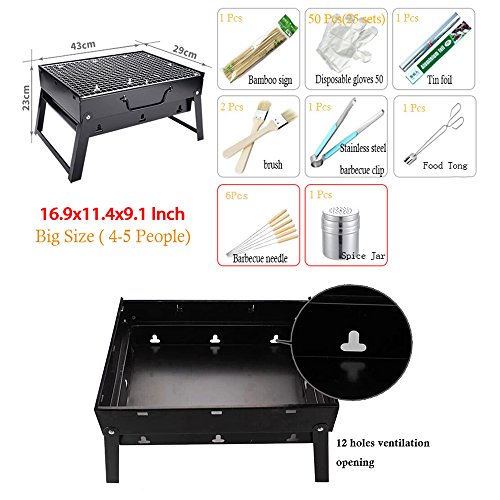 Fancyoung Charcoal Barbecue Grill Portable Foldable Tabletop Charcoal Cheap BBQ Tools Accessories for Camping,Hiking,Picnic