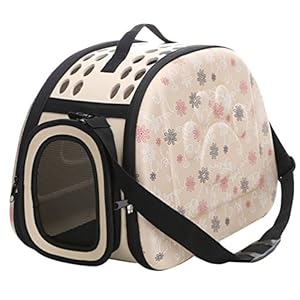 JEELINBORE Portador de Mascotas Perro Gato, Plegable Viaje Bolsa de Transporte Bolsos portaperros (Albaricoque, M)