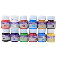 Fabric Paint, 12 Colors Fabric Paint Set with 1 Brushes, Textile Paints for Canvas, Cloth, Textile, Wood (12 x 25ml)