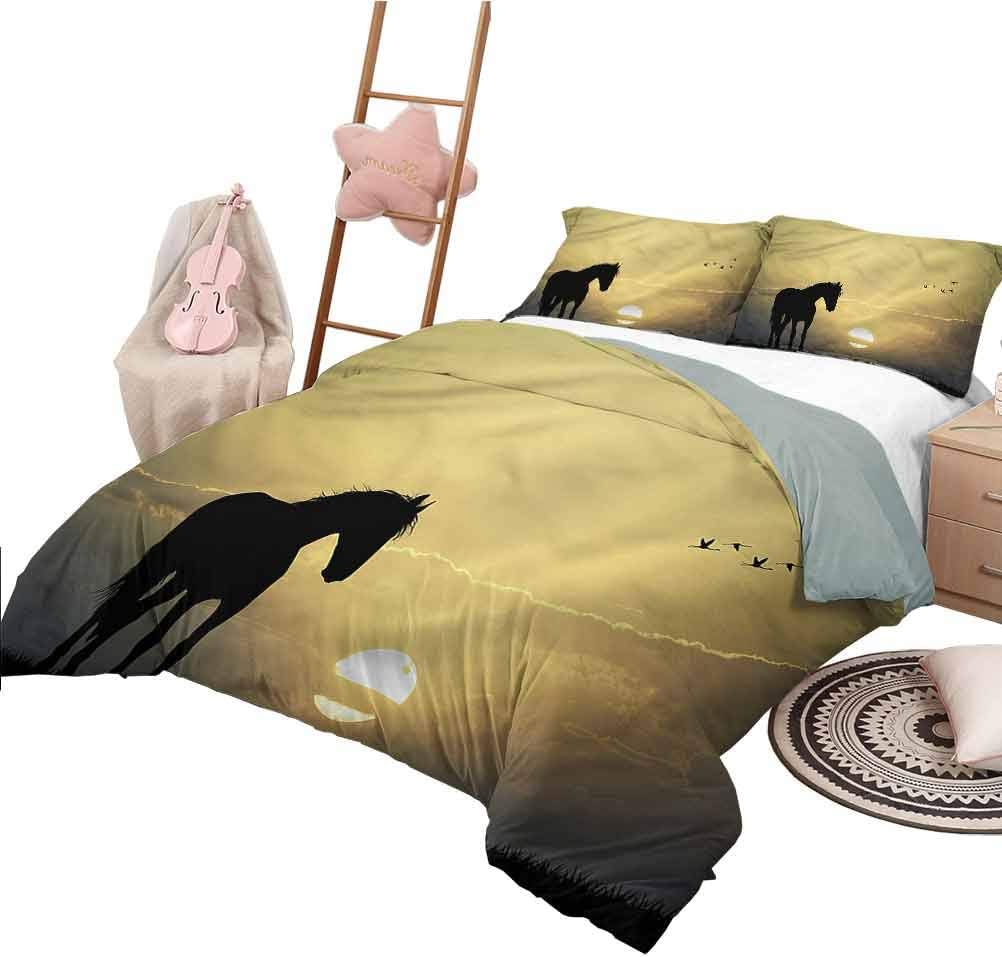 Nomorer Bed Sheet Set Queen Size Horse Bedroom Decoration Bed Set Animal Silhouette at Sunset
