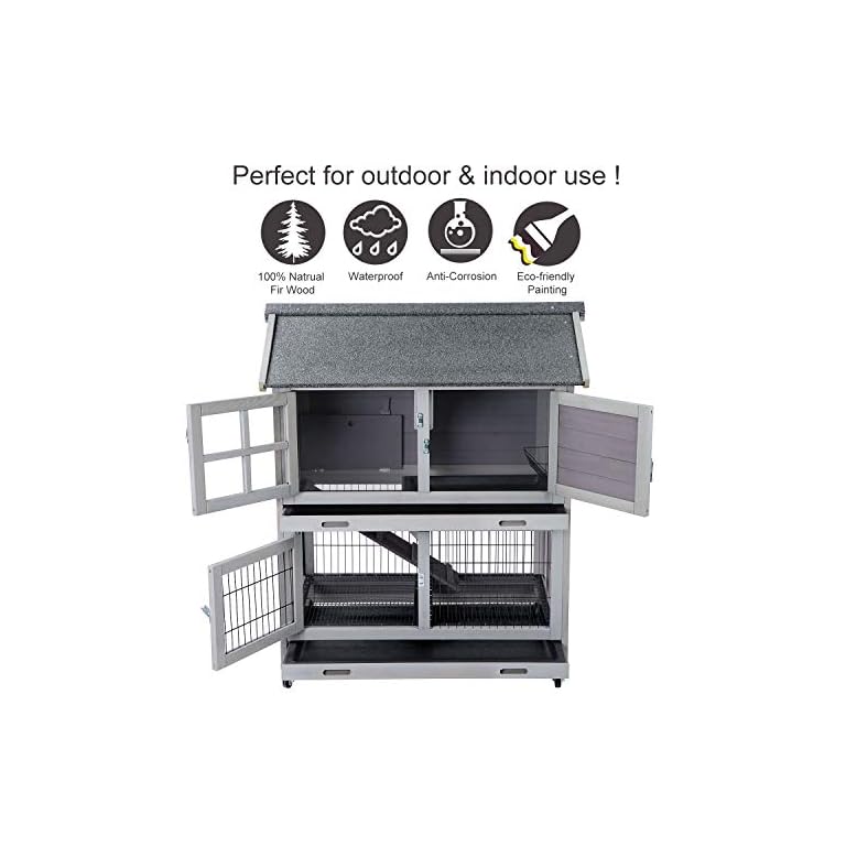 Aivituvin [Upgrade Version] Rabbit Hutch Bunny Hutch, Rabbit Cage with