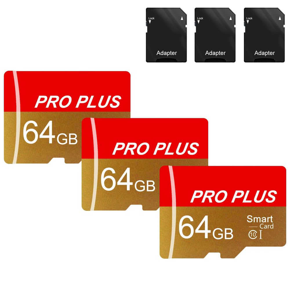 Photo 1 of 3 Pack TF Card 64GB with Adapter, High Speed Memory Card, UHS-I C10 A1 Memory TF Card for Tablet/Mobile Phone/Camera/Car Audio/Game Console (TF162 64GB-3 Pack)