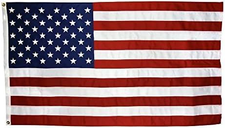 Lecoolife American Flag 3x5 ft, Long Lasting Durable 100％ Polyester Flag Built for Outdoor Use - Embroidered Stars, Sewn Stripes and Brass Grommets Strengthened by Double Stitching U.S. Flags