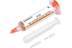 TOWOT No-Clean Soldering Flux Paste for Electronics, 10 ml, Pneumatic Dispenser with Plunger & Dispensing Tip