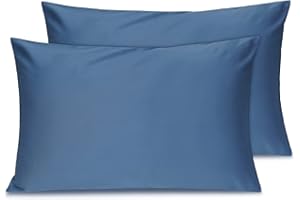 KJ LINEN Toddler Travel Pillow Cases Set of 2, 600 Thread Count 100% Egyptian Cotton Pillow Covers for Boys and Girlswith Zipper Closure, 12" x 16" (Med Blue, Zipper Closure -12" x 16")