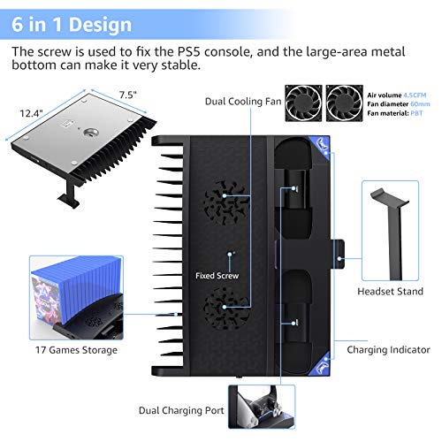 PS5 Vertical Stand Dual Charging Station PlayStation 5 Disc & Digital