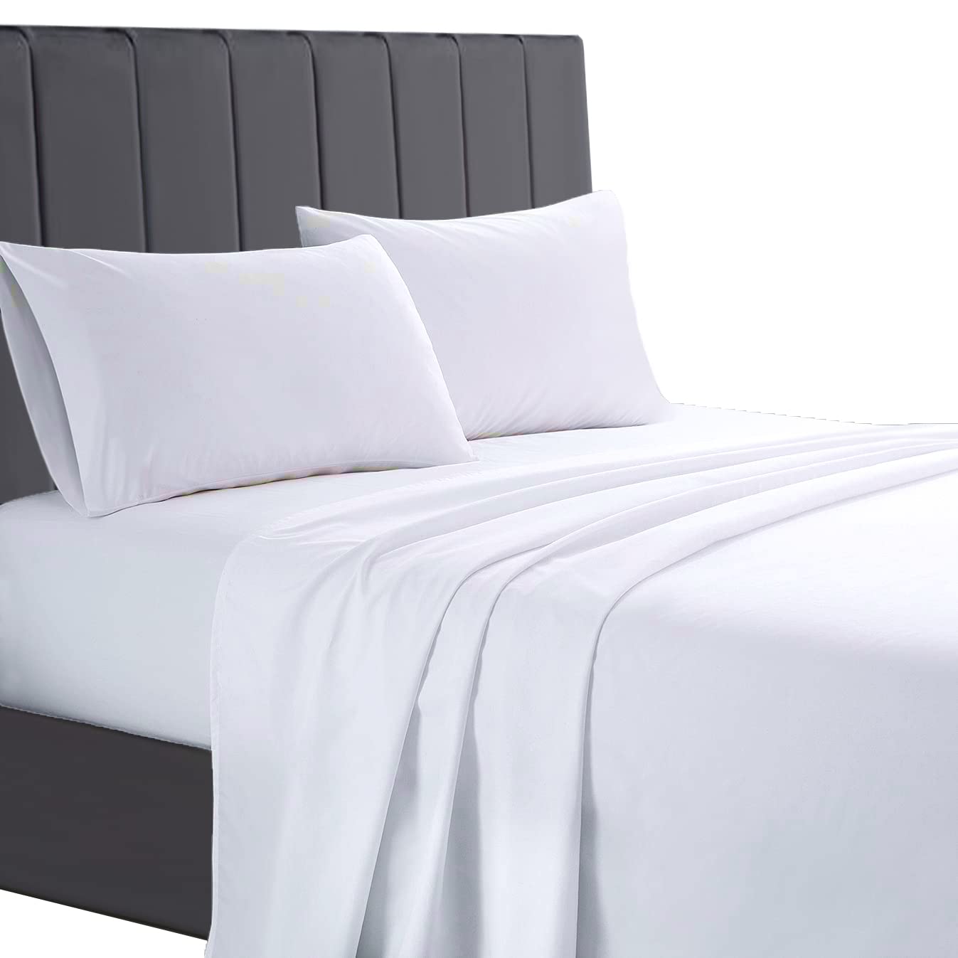 AATH COLLECTION Egyptian Cotton Flat Sheets, 200 Thread Count Single, Double, King, Super King Flat Bed Sheets, Soft & Fade Resistant (Super King, White)