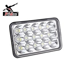 See Pudoo 2 Pcs Rectangular 4 x 6 45W LED Sealed Beam Headlight High low Beam H4 Replace HID Xenon Headlights bulbs white H4651 H4652 H4656 H4666 H6545 Projector lens Details
