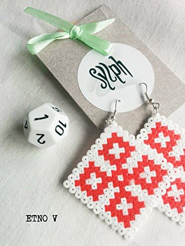 Hama pixel jewelry - Etno V (red and white)