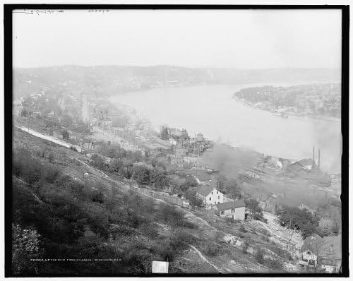 Photographs - HistoricalFindings Photo: Up,Ohio River,Mount Adams,Hills,Buildings,Structures,Cincinnati,Ohio,OH,1890