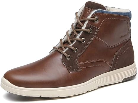Amazon Co Jp メンズ雪のブーツ暖かい冬のファッション古典的なアンクルブーツ快適な人工レザーレースアップノンスリップ耐摩耗ブラウン 色 褐色 サイズ 26 Cm ホーム キッチン