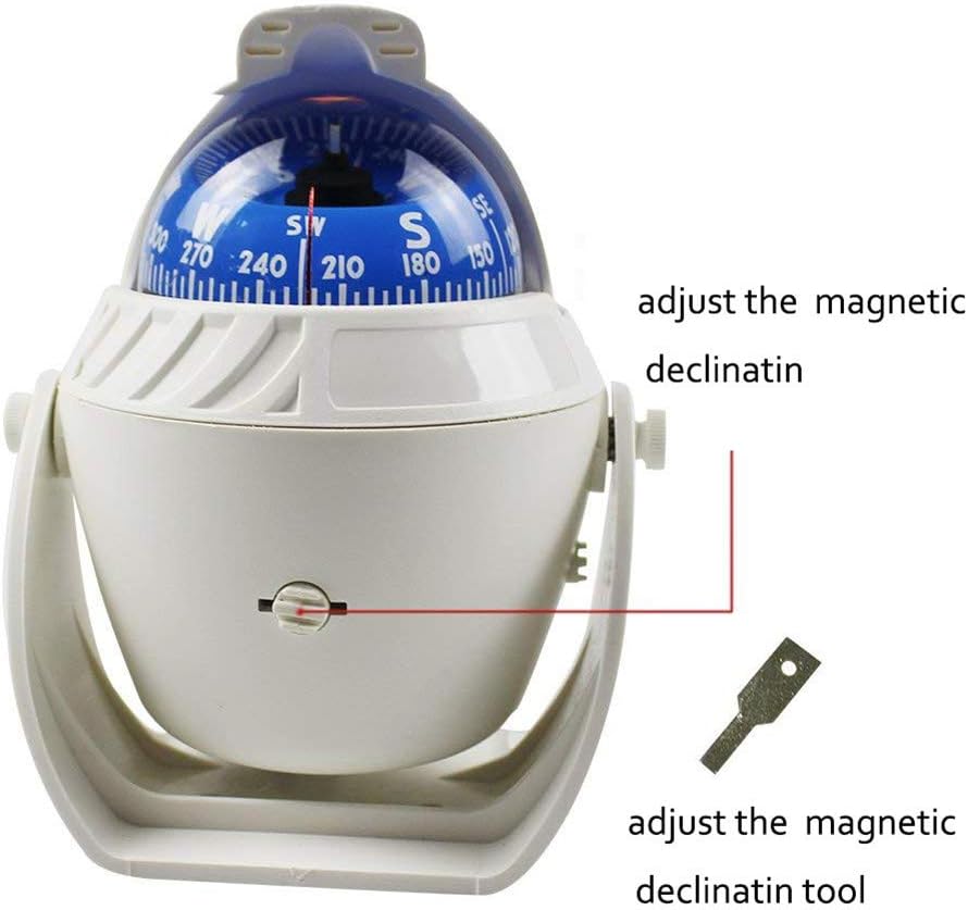 Boat Navigation Compass Dash Mount with LED Light Adjustable Marine Car Compass Dashboard Positioning Sea Digital Pivoting Electronic Compass Flush Mount: Automotive