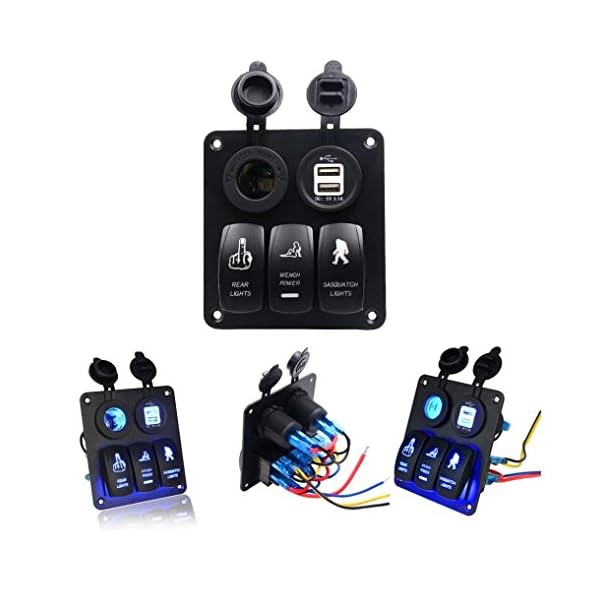POTO-Car-5-Gang-Waterproof-Car-Auto-Boat-Marine-LED-Rocker-Panel-Switch-Circuit-Breakers-with-Dual-USB-Power-Charger-Adapter-for-RV-Car-Boat