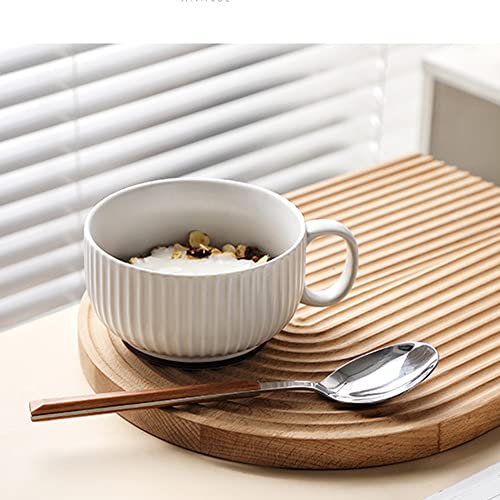 Oidium Coffee Mugs Set of 2,14 oz Coffee Tea Cups Ceramic with Handle,Soup Mug,Ceramic Coffee Mugs for Cappuccino,Milk,Cereal,Yogurt,Hot or Cold Beverages (grayish-white/light yellow)