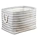 iDesign Luca Fabric Storage, Bin with Handles for Blankets, Pillows, Clothing, Towels - Large, Gray/Cream 17