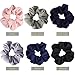 KECUCO 14 Colors Women's Chiffon Flower Hair Scrunchies Hair Bow Chiffon Ponytail Holder, Including 8 Colors Chiffon Flower Hair Scrunchies and 6 Solid Colors Chiffon Hair Ties (STYLE 1)