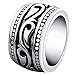 Trendy Wide Stainless Steel Celtic Band Thumb Ring for Men Manly Vintage Punk Biker Jewely Size 10 13mm(Silver)