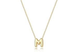 Lisitine Bubble Gold Initial Necklaces Dainty Letter Necklace 14K Gold Plated Cute Name Choker Necklaces for Women Trendy Gold Personalized Jewelry Gift for Women