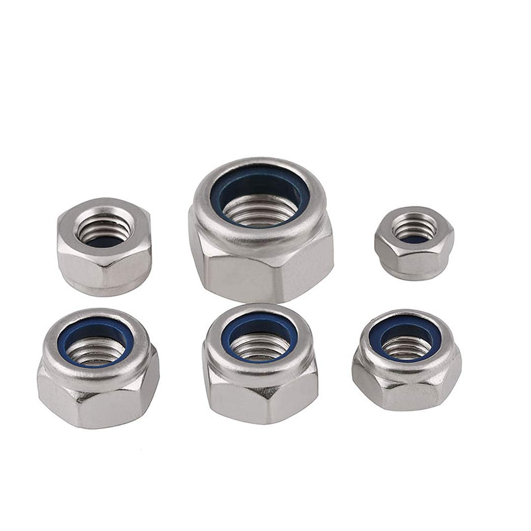 BOZONLI M14(14mm) Nyloc Hex Nut, Stainless Steel Nylon Insert Lock Nuts,