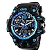 CIVO Mens Boys Analogue Digital 50M Waterproof Military Sport Watch Mens Big Face Dual Dial Business Casual Multifunction LCD Back Light Electronic Wrist Watches Shock Resistant Wristwatch (Blue)