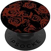 Red Dark Rose Floral Pattern PopSockets Adhesive PopGrip