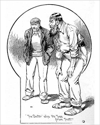 Photographic Print of G.H.S. Trott and W.G. Grace tossing a coin, Oval Cricket Gro