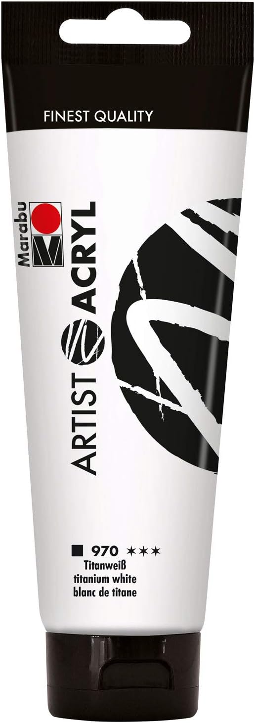 Marabu Artist, Titanium White, fine Acrylic Paint, Water-Based, pastose Consistency, Highly pigmented