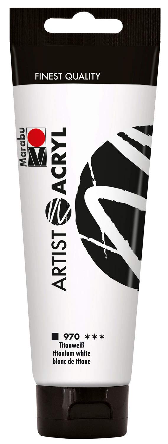 Marabu Artist, Titanium White, fine Acrylic Paint, Water-Based, pastose Consistency, Highly pigmented, Very Good Brilliance and Opacity, 120 ml (Pack of 1)