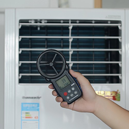 HOLDPEAK 866B-APP Digital Anemometer Handheld APP Wind Speed Meter for Measuring Wind Speed, Temperature, Wind Chill with Backlight (Black)