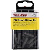 ToolPro Phillips Head Bits - 50 Pieces in Interlocking Storage Box for Quick Dispensing, Professional Drywall &amp; Construction Driver Bit Set (#2R Reduced Phillips)