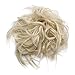 Fluffy Tousled Scrunchie Hair Bun With Elastic Rubber Band Premium Wrap On Hair Extensions Updo Chignon Donut Messy Ponytail Hairpiece Synthetic Wavy For Women(Bleach Blonde)