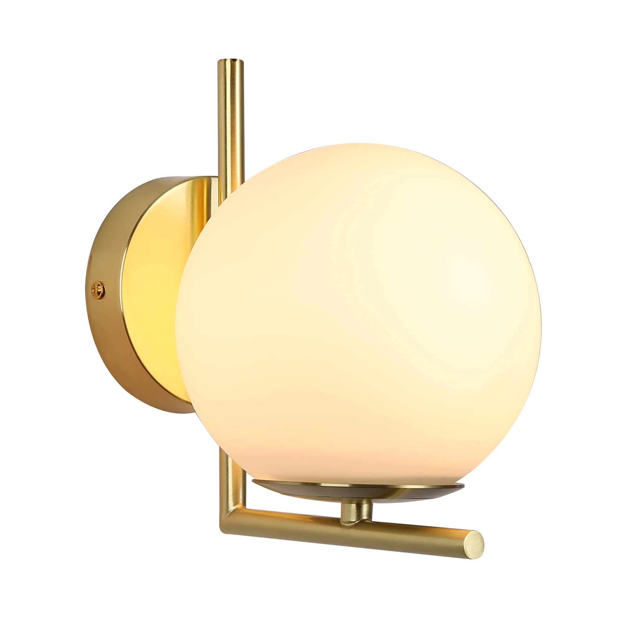 SUNLLOK Modern Reading Gold Wall Light Fixture - Indoor Adjustable Warm White Flexible Wall Sconces - L-Shaped Base Globe Glass Wall Mounted Lamp Decoration for Living Room Kid Bedroom Restaurant
