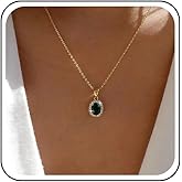 Andelaisi Boho Green Emerald Necklace Choker Green Crystal Necklace Choker Vintage Emerald Gemstone Necklace Vintage Rhinestone Emerald Pendant Necklace Jewelry for Women