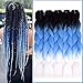 NAISIER Black to Sapphire to white Ombre Jumbo Braids Crochet Braids 3 Tone Ombre Color Hair Extension For Braiding Jumbo Box Braiding Hair,5 Pcs,24