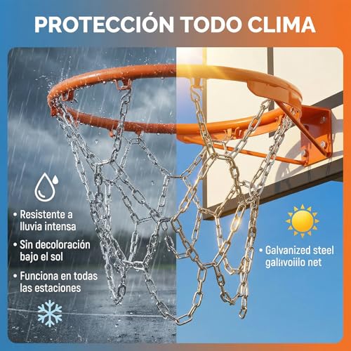 Dederwern Red de Baloncesto, Metal Red para Canasta de Basquetbol, Reemplazo de Red de Baloncesto, Compatible con la Mayoría de Canastas de Baloncesto Estándar de Interior y Exterior