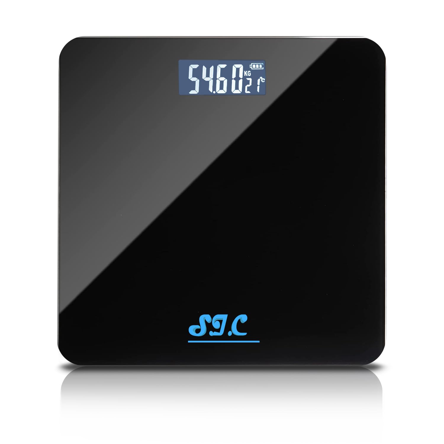 Professional Ultra Thin Tempered Glass Digital Personal Scale with LCD Display Max 150kg (Black)