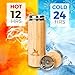 Bamboo Tumbler with Tea Infuser Bottle Loose Leaf Strainer – Advanced Double Insulated Stainless Steel Travel Thermos - Best Gift for Tea Lovers - Leak-Proof Hot Coffee Mug, Fruit Water Bottle (14 oz)
