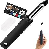 GORILLA GRIP® Patented BPA-Free Vegetable and Potato Peeler, Black | Extra Sharp Swivel Stainless Steel Blades with Cover, Co