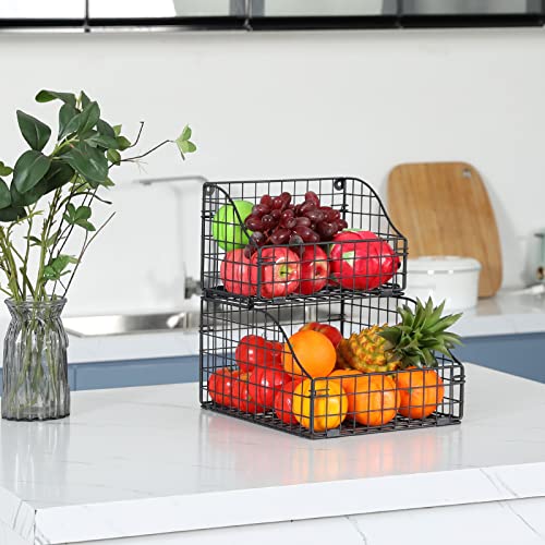 Xcosrack Stackable Wire Baskets, 2Tier Countertop Potato Onion