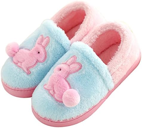Blubi Women's Plush Closed Toe Rabbit Slippers Warm Cute Slippers (7.5, Blue)