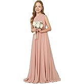 GETCUTE One-Shoulder Junior Bridesmaid Dress Chiffon Flower Girl Maxi Dresses for Wedding Formal Party Pageant Ball Gown 2-14