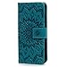 iPhone X Case, iPhone 10 Wallet Case PU Leather Embossed Sunflower Magnetic Closure Credit Card Holder Flip Stand Folio Protective Cover Case for iPhone X / iPhone 10, Blue
