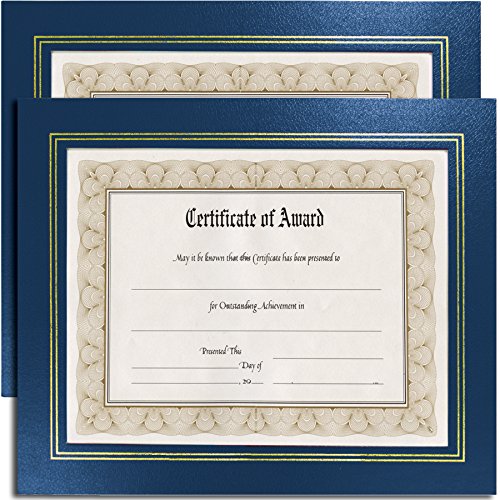 GLOLITE NUDELL LLC 8.5 x 11 Inches  Leather Grain Certificate Frame Two Pack, Blue