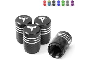 KARTONMOTOR 4PCS Premium Tire Valve Stem Caps,Aluminum Alloy Valve Stem Cap Decorative Accessory,Compatible with Tesla Model 3 Y X S,Universal for Cars,SUVs,Bike,Motorcycles,Trucks (Black)