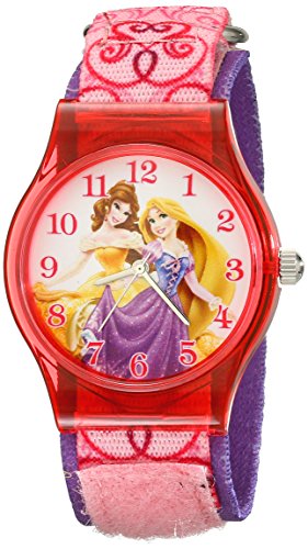 Disney Kids' W001699 Rapunzel, Belle Analog Display Analog Quartz Pink Watch